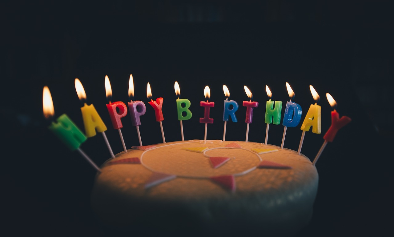 cake with happy birthday message in candles for girlfriend