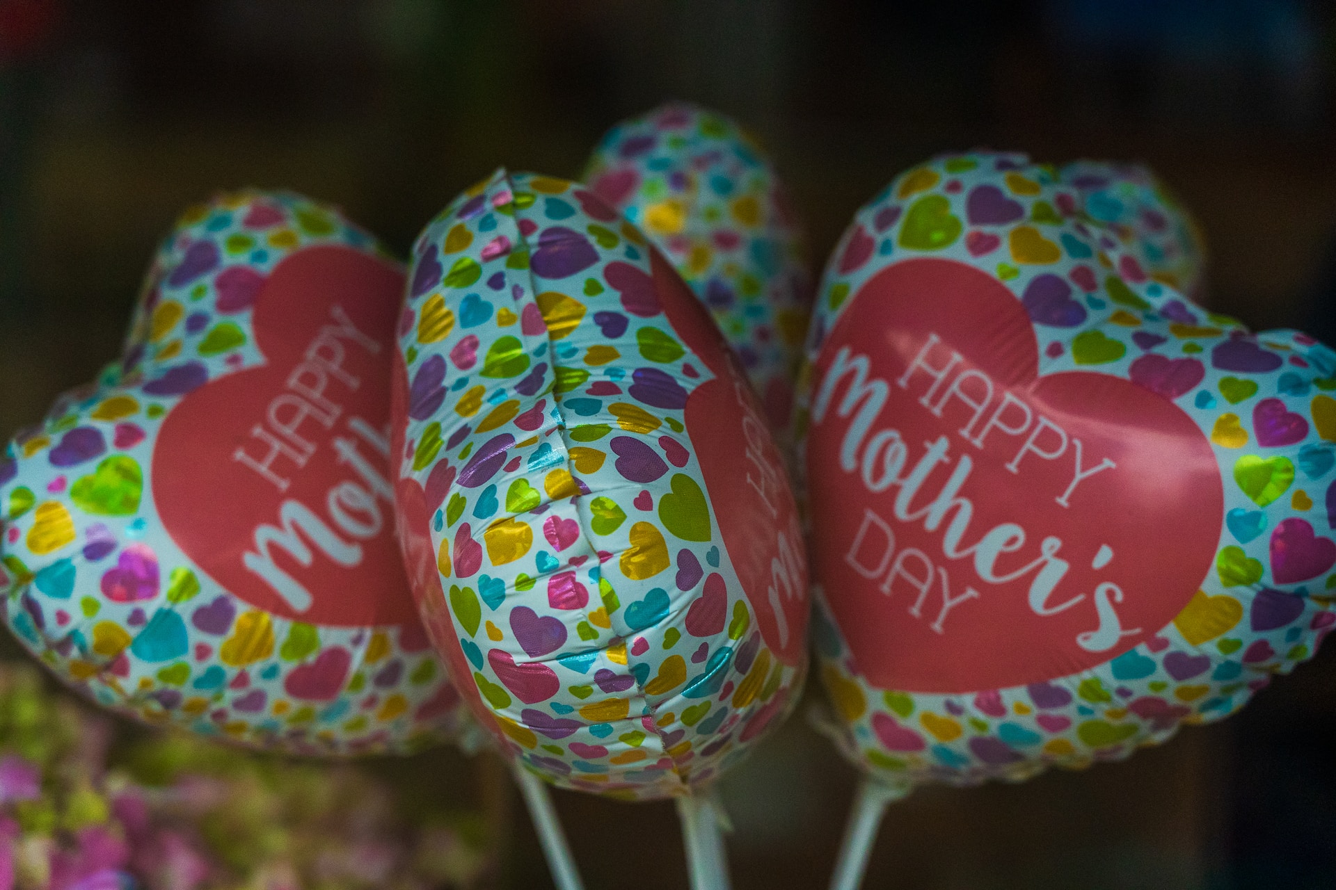 decorated party balloons with happy mother's day wishes printed