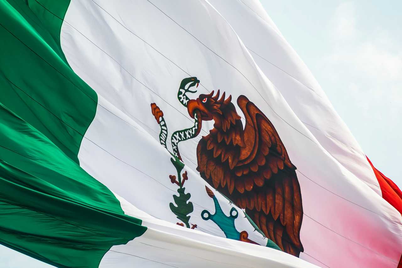 Mexican flag in the wind on cinco de mayo