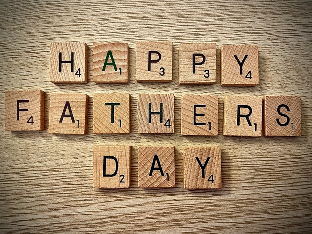 happy father's day message in wooden letters