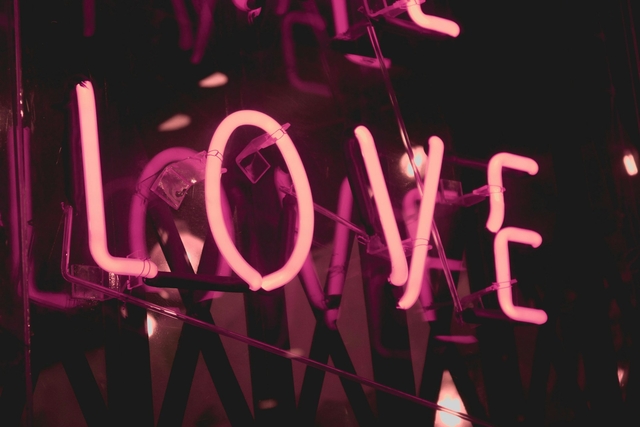 pink love neon sign for love confession