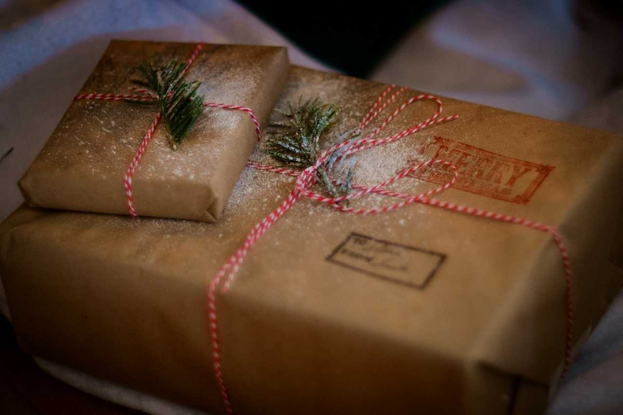 gift boxes decorated in end of year holidays for greeting cards