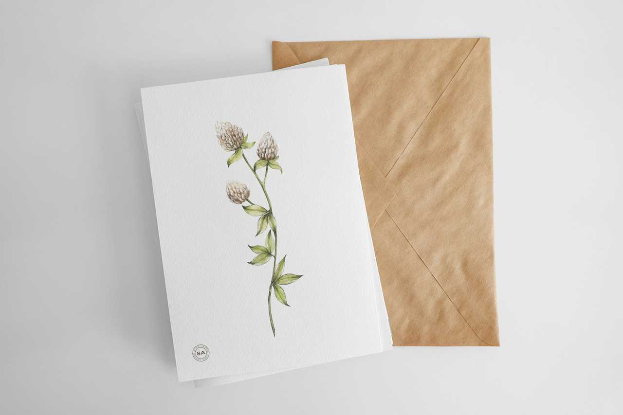flower decorated greeting card with a brown envelope