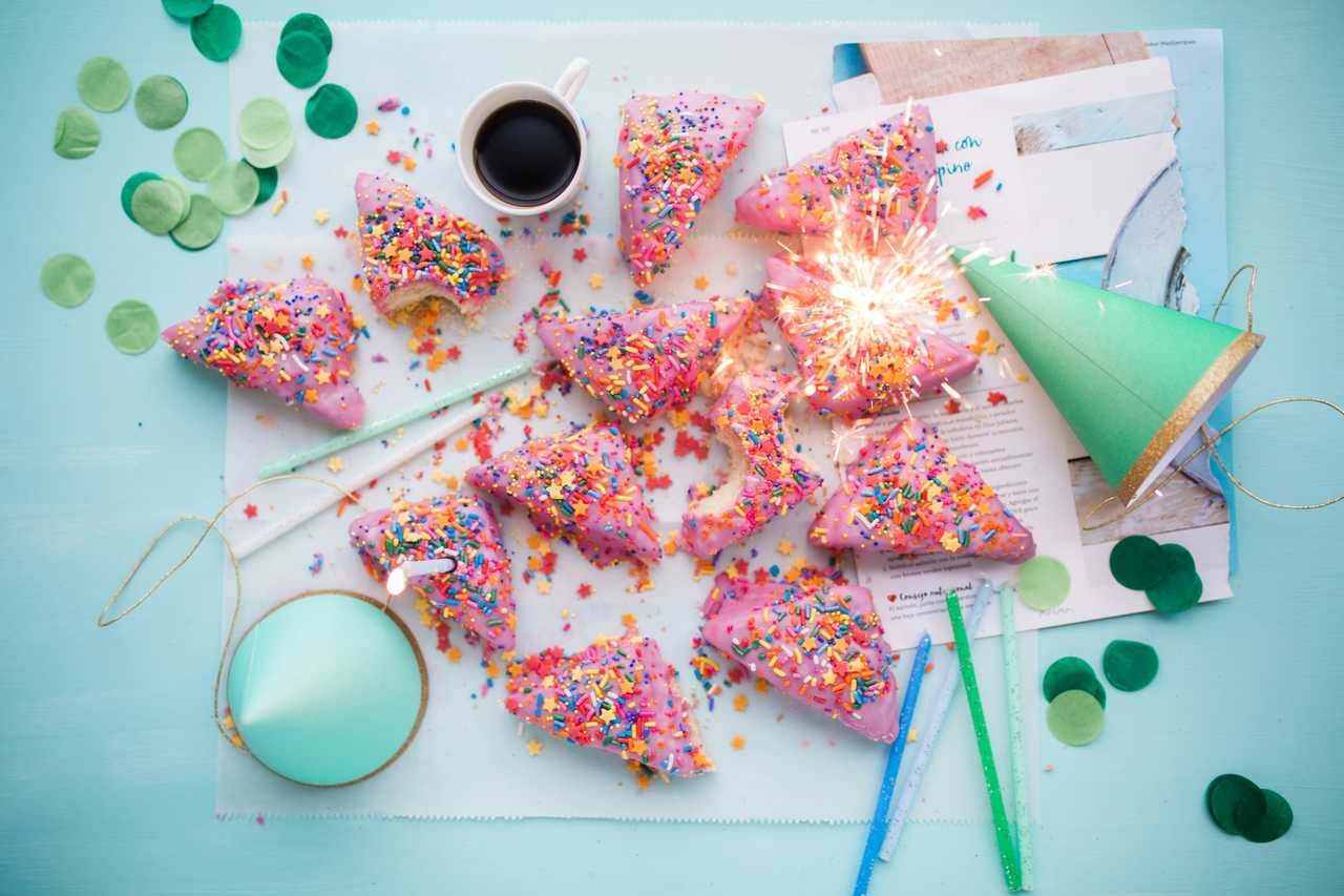 party things for niece birthday over a light blue table